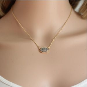 Grey Gold Oval Pendant Choker Necklace